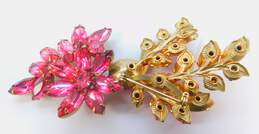 Vintage Pink Red Purple Icy Rhinestone Clip-On Earrings Brooches & Cocktail Ring 55.7g