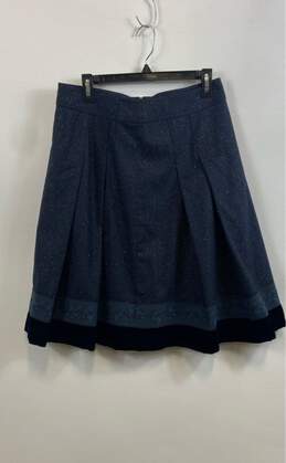 Cynthia Steffe Womens Navy Wool Blend Zip Back Pleated Midi A-Line Skirt Size 8