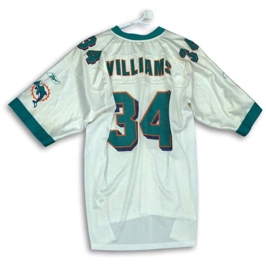 NFL Reebok Mens White Aqua Dolphins Jersey #34 Williams Size L image number 2