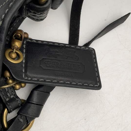NWT Coach Womens Black Leather Zipper Pocket Bucket Bag Purse W/ Chunky Hardware image number 3