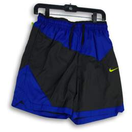 NWT Nike Mens Blue Black Elastic Waist Drawstring Athletic Short Size Small