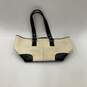 Coach Womens Tote Purse Woven Adjustable Strap Snap White Black w/ Handbag image number 2