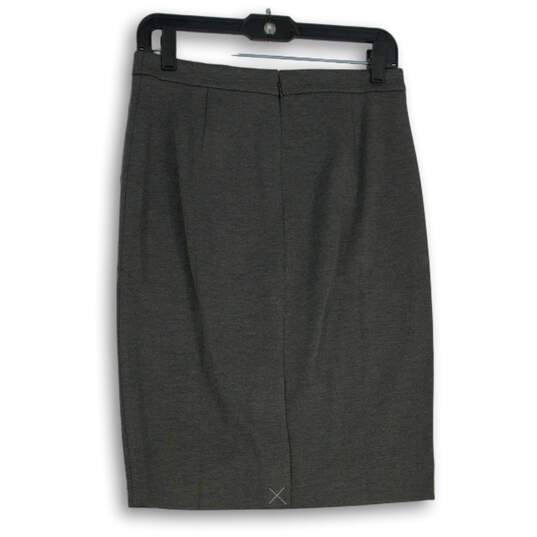 J. Crew Womens Gray Flat Front Back Zip Knee Length Straight & Pencil Skirt Sz 2 image number 2