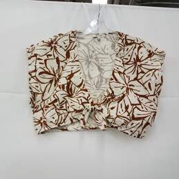 Madewell Double-Gauze Tie-Front Cropped Top in Abstract Flora NWT Size Small