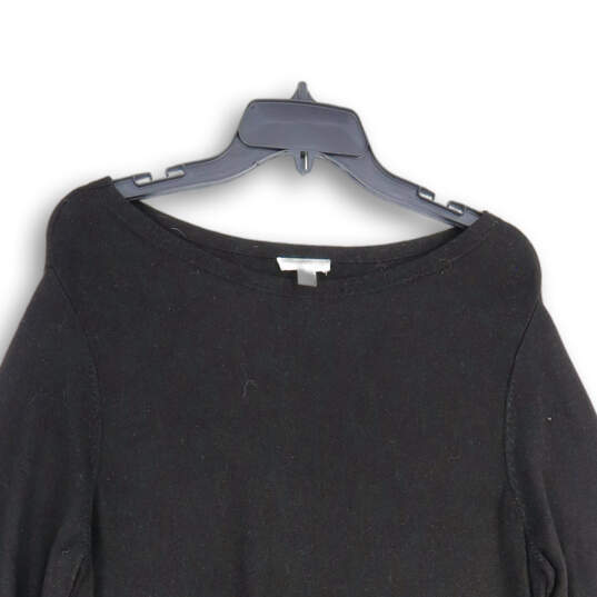 Womens Black Round Neck Long Sleeve Knitted Tunic Sweater Size L image number 3