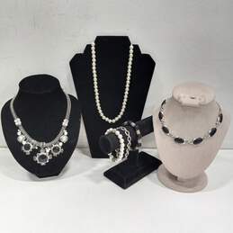 Silver Tone & Pearls Jewelry Collection Assorted 6pc Lot