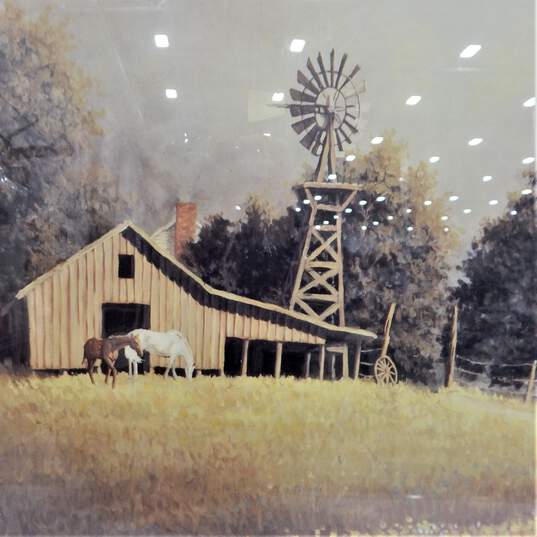 Cowboy Artist Bruce R. Greene Barn & Horses Grazing On Farm Art Print image number 2
