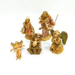 Fontanini Nativity Scene Figurines Baby Jesus w/ Wood Manger Mary Joseph Angels