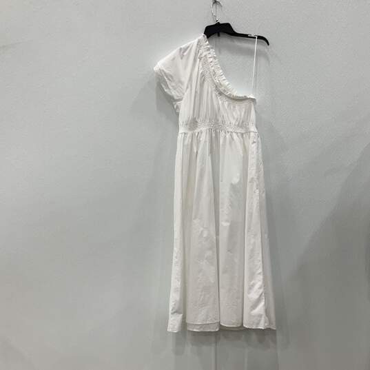 J. Crew Womens White Ruffle Neck One Shoulder Fit & Flare Dress Size Large image number 2