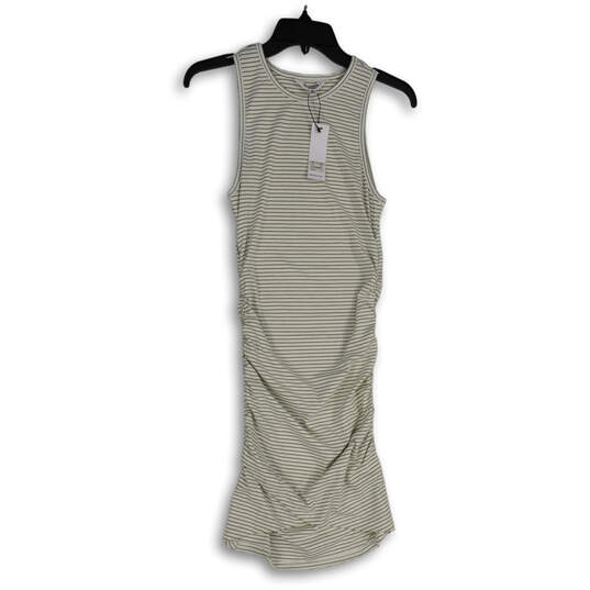 NWT Womens White Green Striped Round Neck Sleeveless Bodycon Dress Size M image number 3