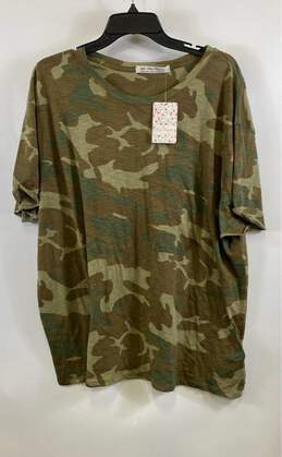 NWT Free People Womens Multicolor Camouflage Army Combo T-Shirt Size Large