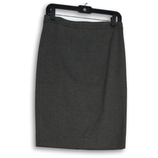 J. Crew Womens Gray Flat Front Back Zip Knee Length Straight & Pencil Skirt Sz 2 image number 1