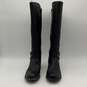 Womens Ggheylo Black Leather Mid Calf Side Zip Knee High Riding Boots Size 9.5M image number 2