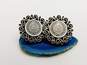Vintage Taxco Mexico 925 Aztec Calendar Clip On Earrings 22.7g image number 2