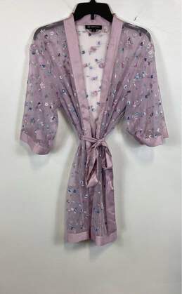 NWT INC International Concepts Womens Purple Floral 3/4 Sleeve Wrap Robe Size S