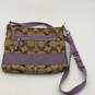 Coach Womens Purple Tan Signature Print Adjustable Strap Crossbody Bag Purse image number 2