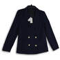 NWT Womens Navy Blue Peak Lapel Long Sleeve Double Breasted Blazer Size 0 image number 1