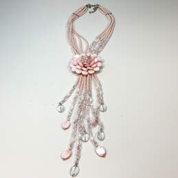 Designer Joan Rivers Pink Faux Pearl Fashionable Flower Beaded Necklace alternative image