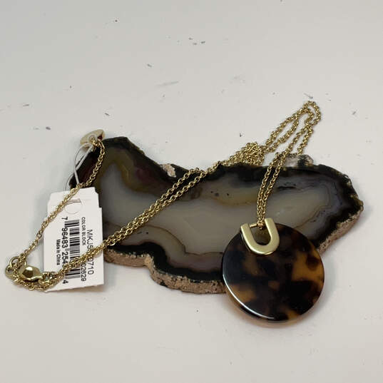 Designer Michael Kors Gold-Tone Tortoise Disk Fashionable Pendant Necklace image number 1