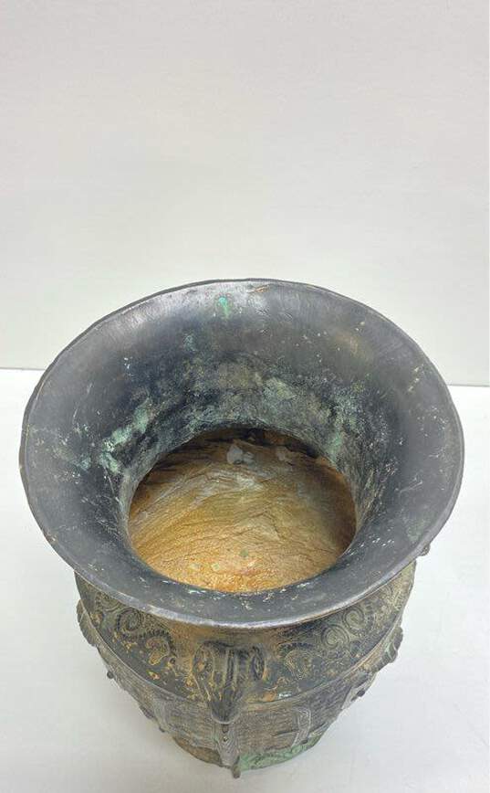 Oriental Bronzeware11.5 inch Tall Archaistic Vessel Decorative Metal Vase image number 10