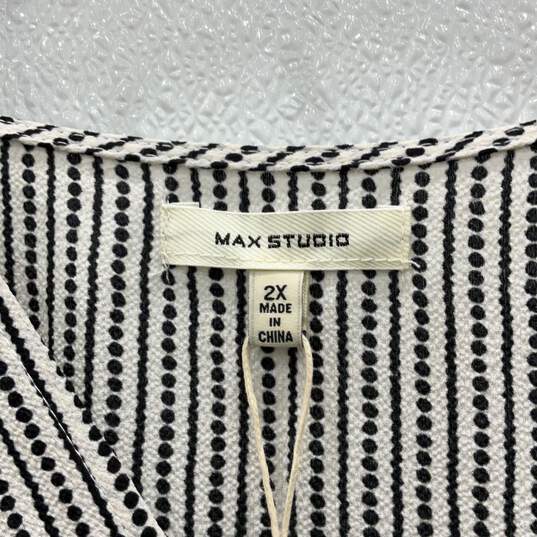 NWT Max Studio Womens White Black Striped Tie Waist One Piece Jumpsuit Size 2X image number 4