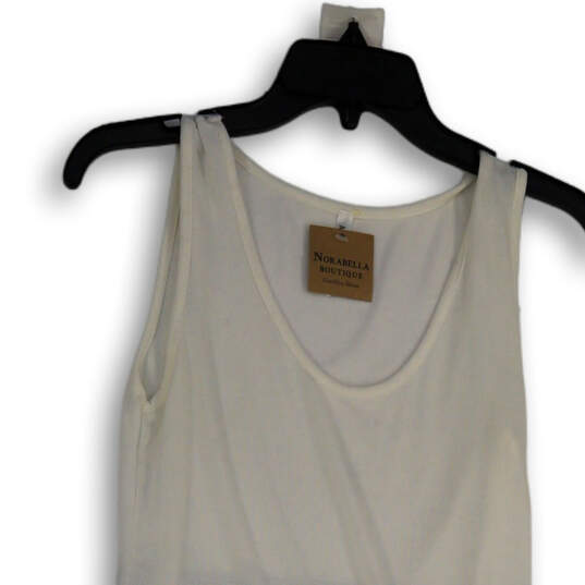 NWT Womens White Pleated Hem Round Neck Sleeveless Pullover Mini Dress Sz S image number 4