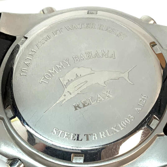 Designer Tommy Bahama Silver-Tone Black Adjustable Strap Analog Wristwatch image number 5