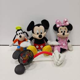 4pc Bundle Mickey & Minnie Mouse Plush and Clip on Table Fan