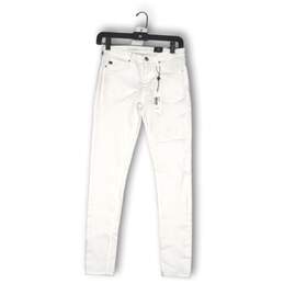 NWT Adriano Goldschmied Womens Skinny Jeans Pants The Middi Ankle White Size 25