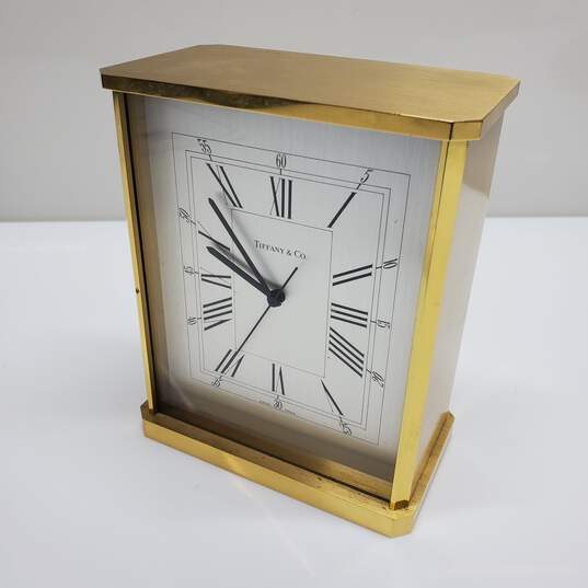 Authenticated Tiffany & Co Brass Quartz Desk Clock Untested image number 4