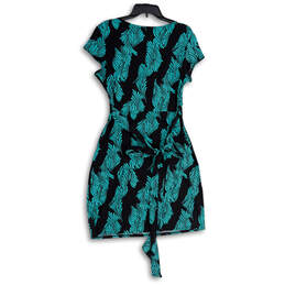 NWT Womens Black Green Floral Short Sleeve Sheath Dress Size Large alternative image