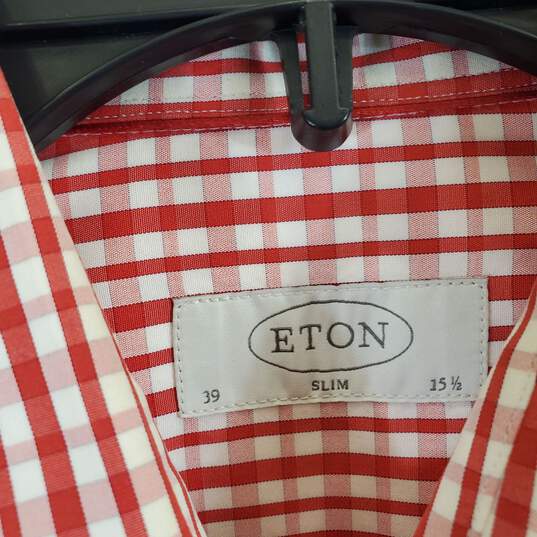 ETON Men Red Check Button Up XL image number 3