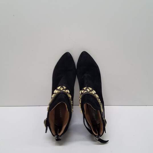 Badgley Mischka  Black Gold Suede Ankle Booties Women's Size 8M image number 6