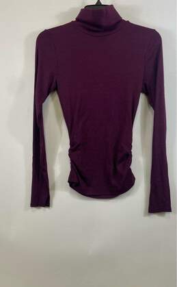 NWT Michael Stars Womens Plum Beck Ruched Ribbed Turtleneck T-Shirt Size S