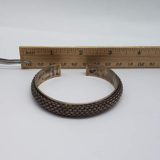 Sterling Silver Basket Weave Cuff Bracelet 25.7g image number 6