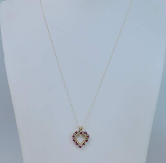 10K Yellow Ruby & Diamond Accent Heart Pendant Necklace 2.7g image number 3