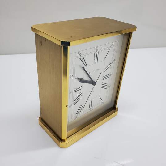 Authenticated Tiffany & Co Brass Quartz Desk Clock Untested image number 6
