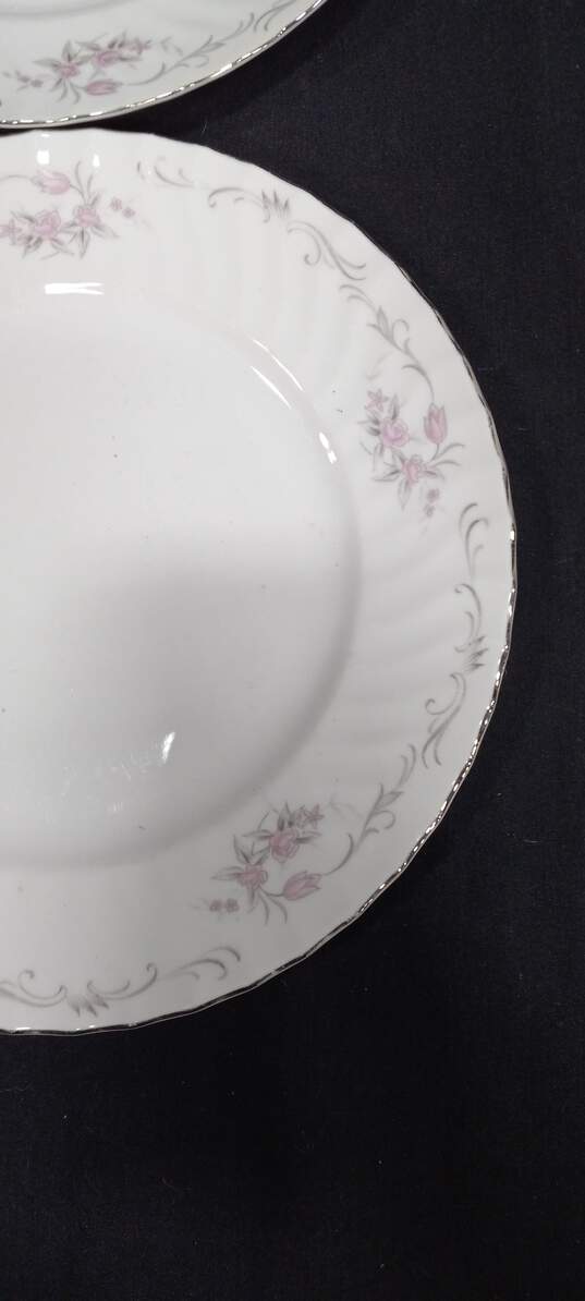 Bundle of 4 Genuine Porcelain China Gold Standard White Plates w/Floral Design image number 2