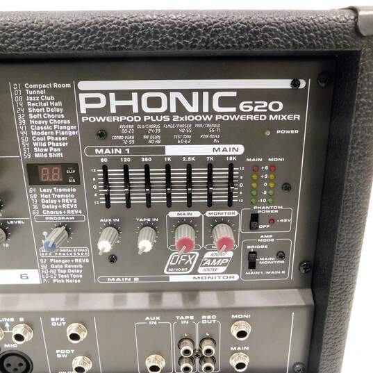 Phonic Brand Powerpod 620 T Model Powerpod Plus 2x100W Powered Mixer w/ Power Cable image number 4