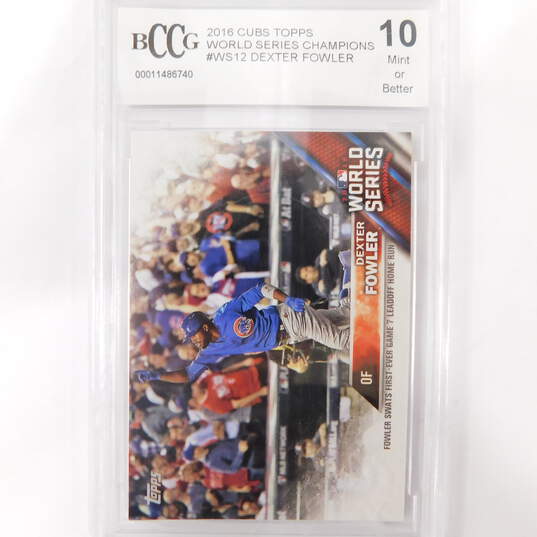2016 Dexter Fowler Topps WS Champions Graded BCCG 10 Chicago Cubs image number 1