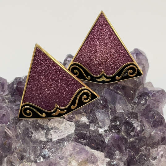 Designer Isle Of Skye Gold-Tone Triangle Shape Classic Stud Earrings image number 1