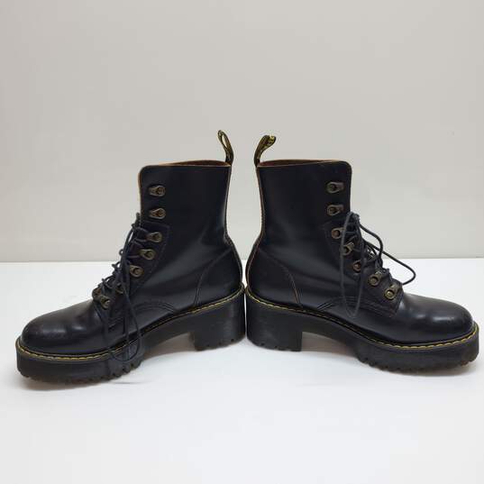 Dr. Martens LEONA Smooth Leather Women's Heeled Boots Black Size8 image number 3