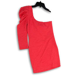 Womens Pink Slim Fit Side Zip One Shoulder Bodycon Dress Size M alternative image