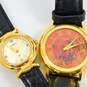 Vintage Fossil Pyramid Crystal Leather Band Gold Tone Accent Watches 52.3g image number 1