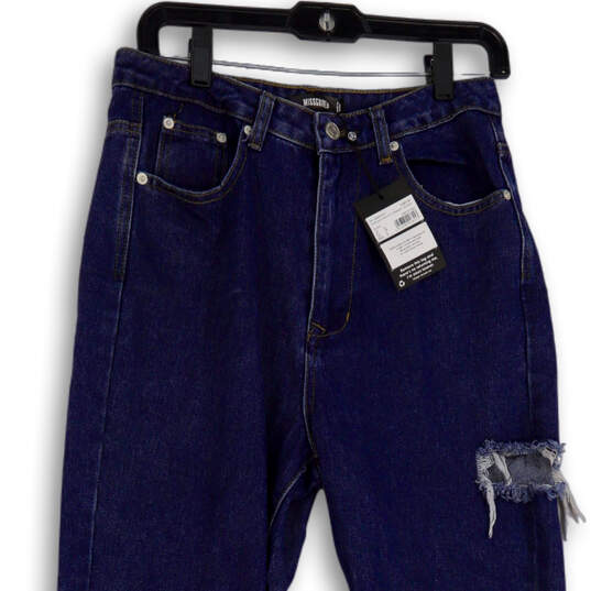 NWT Womens Blue Medium Wash Distressed Denim Straight Leg Jeans Size 4 image number 3