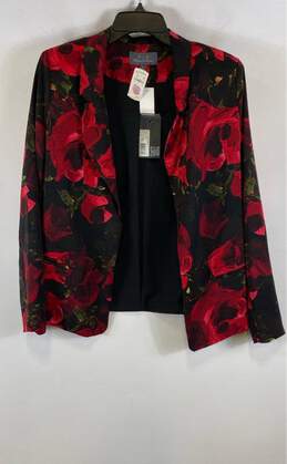 NWT PJK Patterson J. Kincaid Womens Black Red Floral Open Front Blazer Size XS