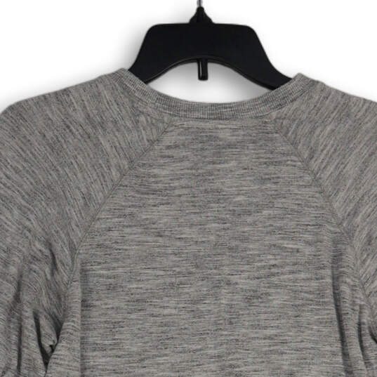 Womens Gray Heather Crew Neck Criss Cross Hem Pullover Sweatshirt Size XS image number 4