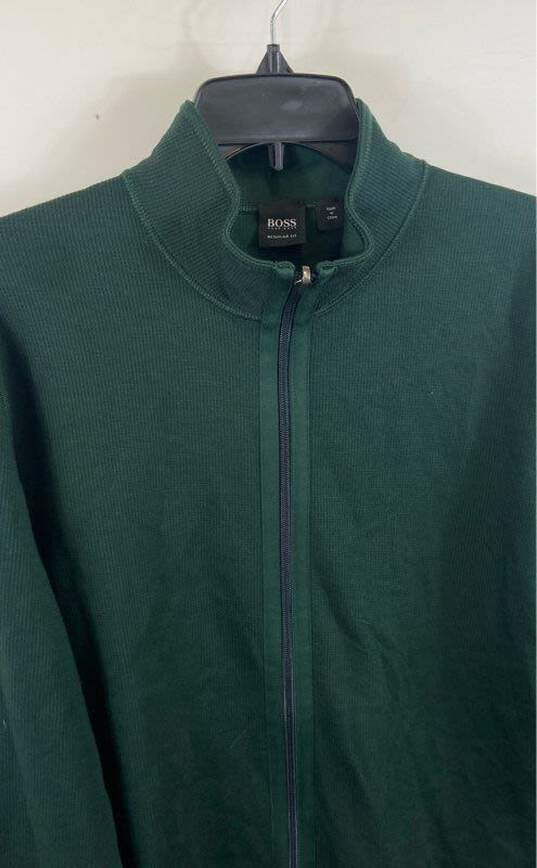Hugo Boss Mens Green Long Sleeve Full-Zip Regular Fit Cardigan Sweater Size XL image number 3