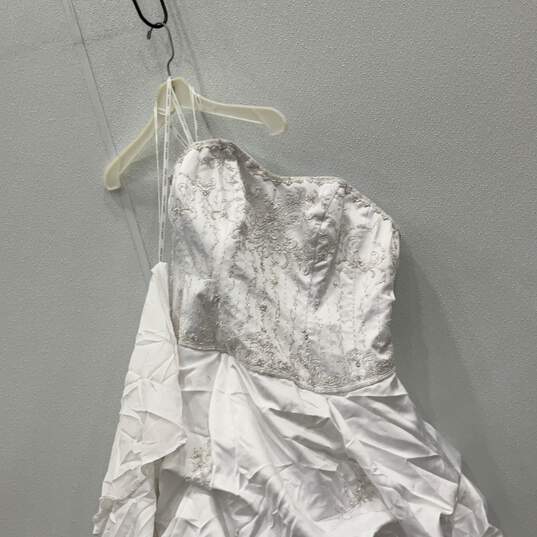 Oleg Cassini Womens White Embellished Strapless Wedding Fit & Flare Dress Sz 20W image number 2