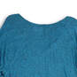 NWT Womens Blue Split Neck 3/4 Sleeve Ruched Pullover Blouse Top Size 18-20 image number 2